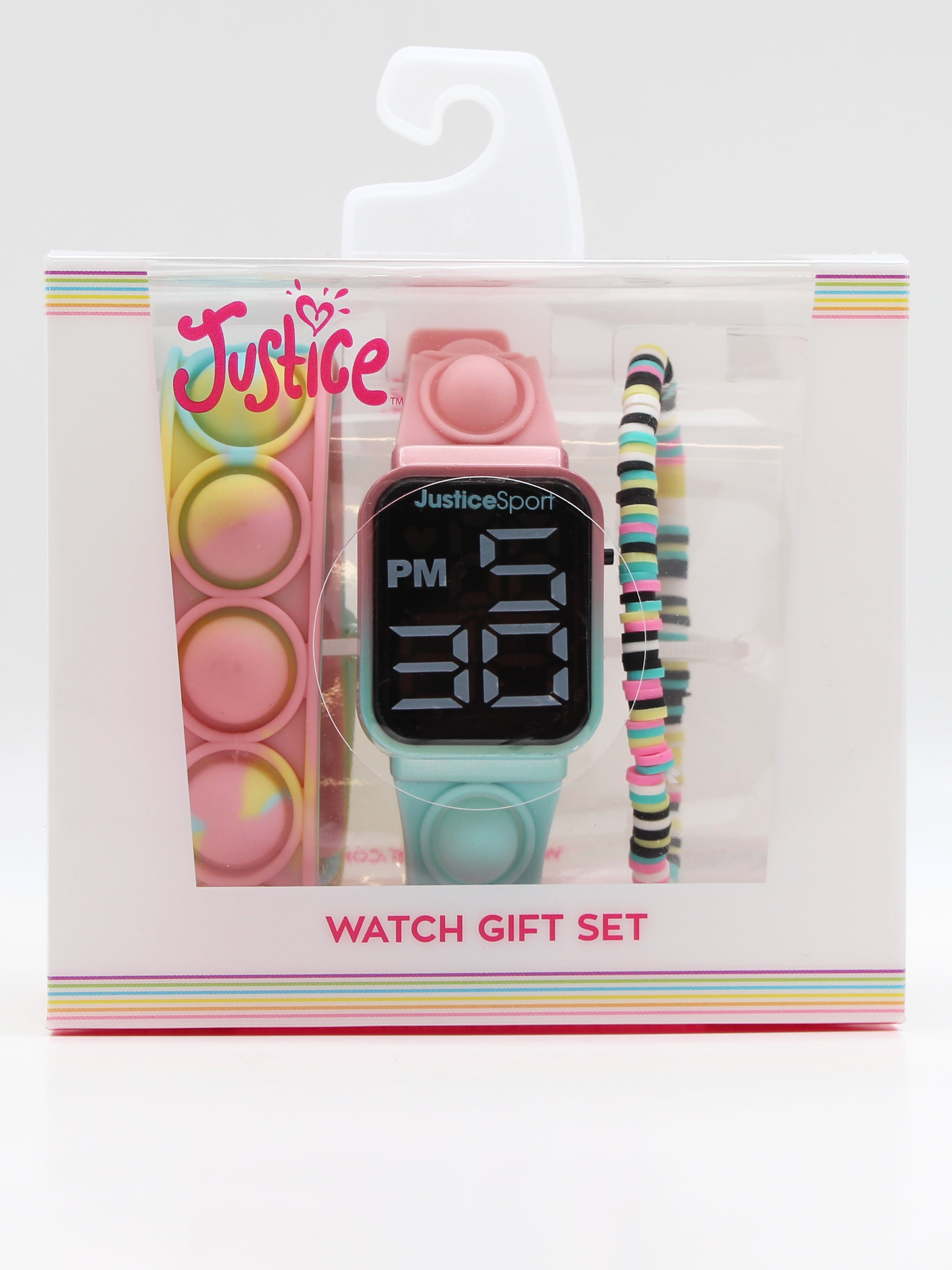 Justice Female Child Silicone Watch Bracelet Set in Pastel Colors