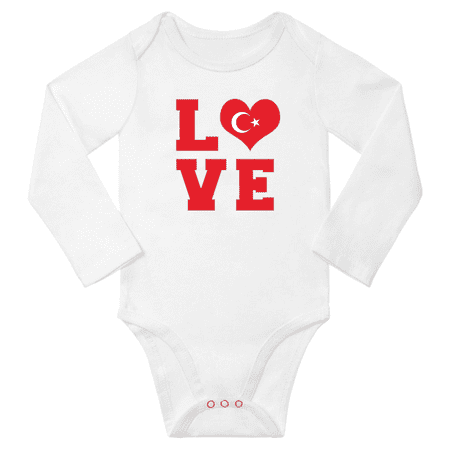 

Love Turkey Heart Flag Baby Long Slevve Romper (White 6-12 Months)