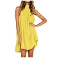 thumbnail image 1 of Vestido largo informal sin mangas con abertura para mujer: vestido largo de verano para la playa, corte A plisado, tallas S-XXL, 1 of 5