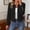 Black, variant on Women Round Collar Open Front Cropped Blazer Gold Button Long Sleeve Elegant Casual Short Jacket White XXL