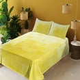thumbnail image 3 of Ambesonne Yellow Fitted & Top Sheet Set with Shams, Retro Triangles Mosaic, Yellow, 3 of 5