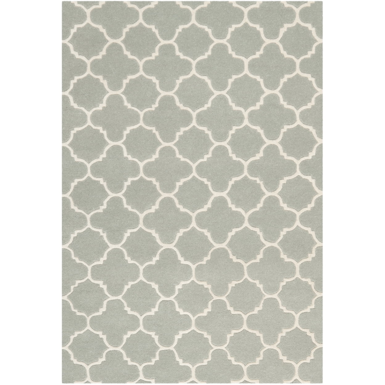 SAFAVIEH Chatham Jacob Geometric Quatrefoil Wool Area Rug, Grey/Ivory, 3' x 5'