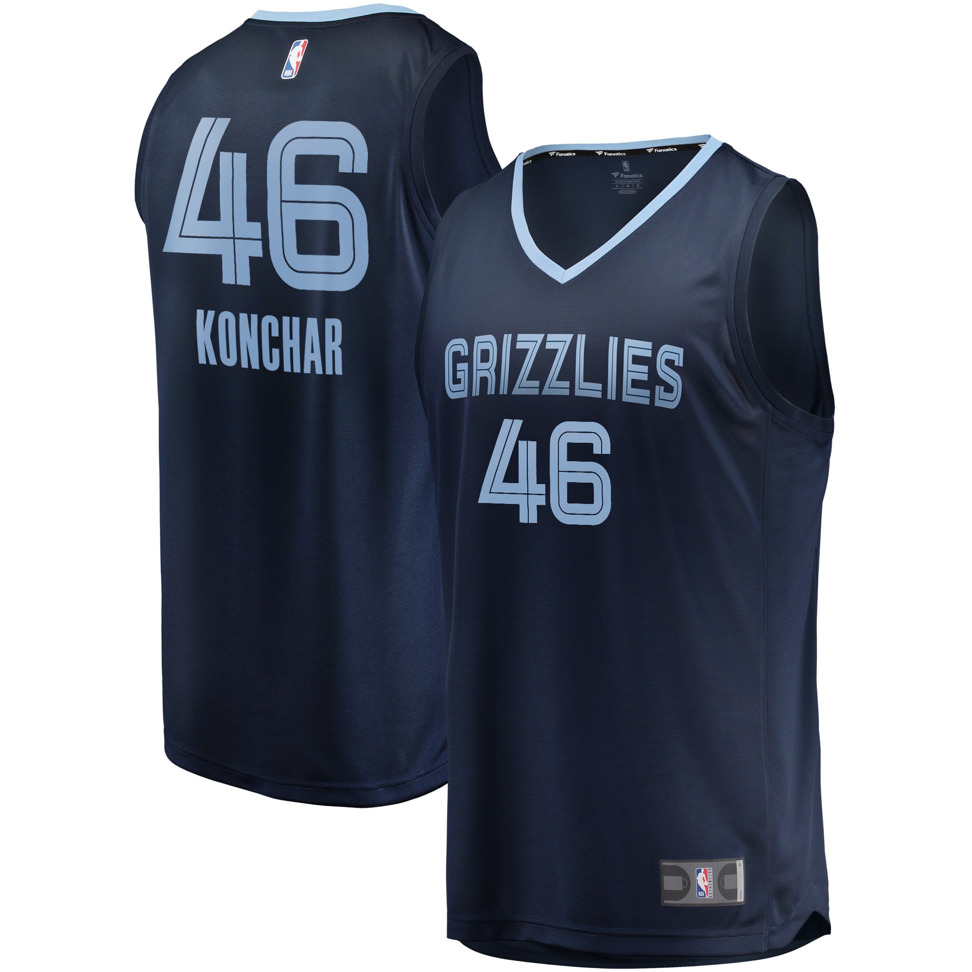 Men's Fanatics John Konchar Navy Memphis Grizzlies Fast Break Replica Jersey - Icon Edition