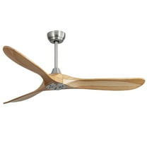 Noaman 60 Inch Outdoor Ceiling Fan Without Light, 3 Solid Wood Blades, Brushed Nickel, DC Motor with Remote Control, Reversible for Year-Round Use