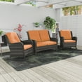 thumbnail image 2 of MeetLeisure 3 Pieces Outdoor Furniture Patio Furniture Set with Two Rocking Chairs,One 2-Seat Sofa, Orange, 2 of 10