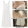 thumbnail image 3 of Vestido largo de verano para mujer, informal, bohemio, sin mangas, con tirantes finos, fruncido, con capas, largo, para playa, con cintura alta, holgado, con capas, corte A, midi, 3 of 6