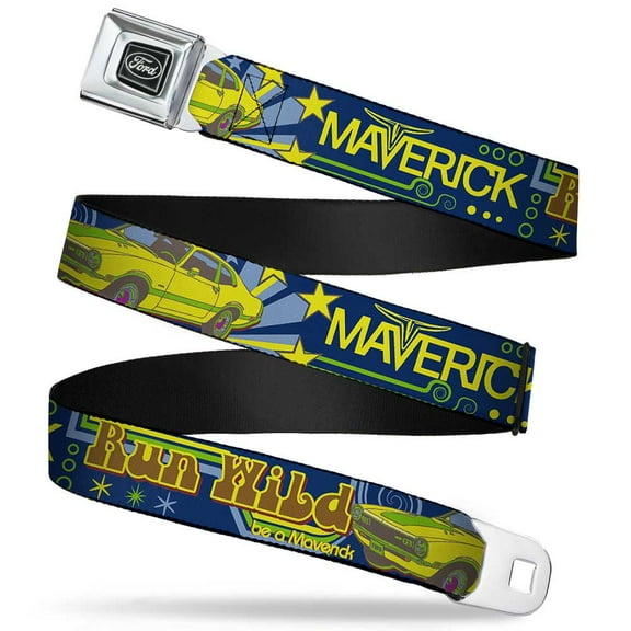 Ford Emblem Vintage Ford Maverick Run Wild Be A Maverick Blues Yellows Seatbelt Belt Standard