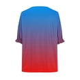 thumbnail image 4 of Aofany Plus Size Blouses for Women Pleated Puff Short Sleeve Tunic Tops Casual Summer Round Neck Gradient T Shirts, 4 of 4