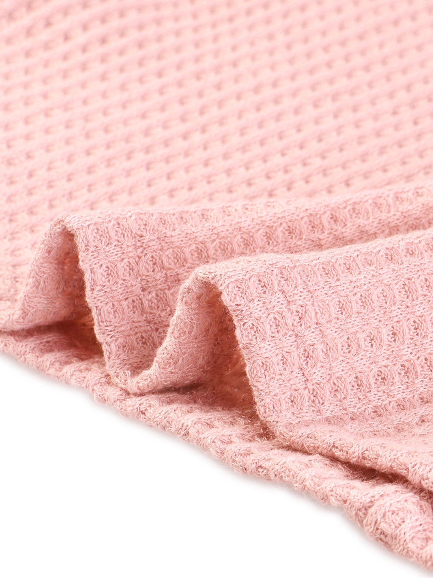 Women's Waffle Knit V Neck Long Sleeve Casual Blouse Lightweight Top XL Pink