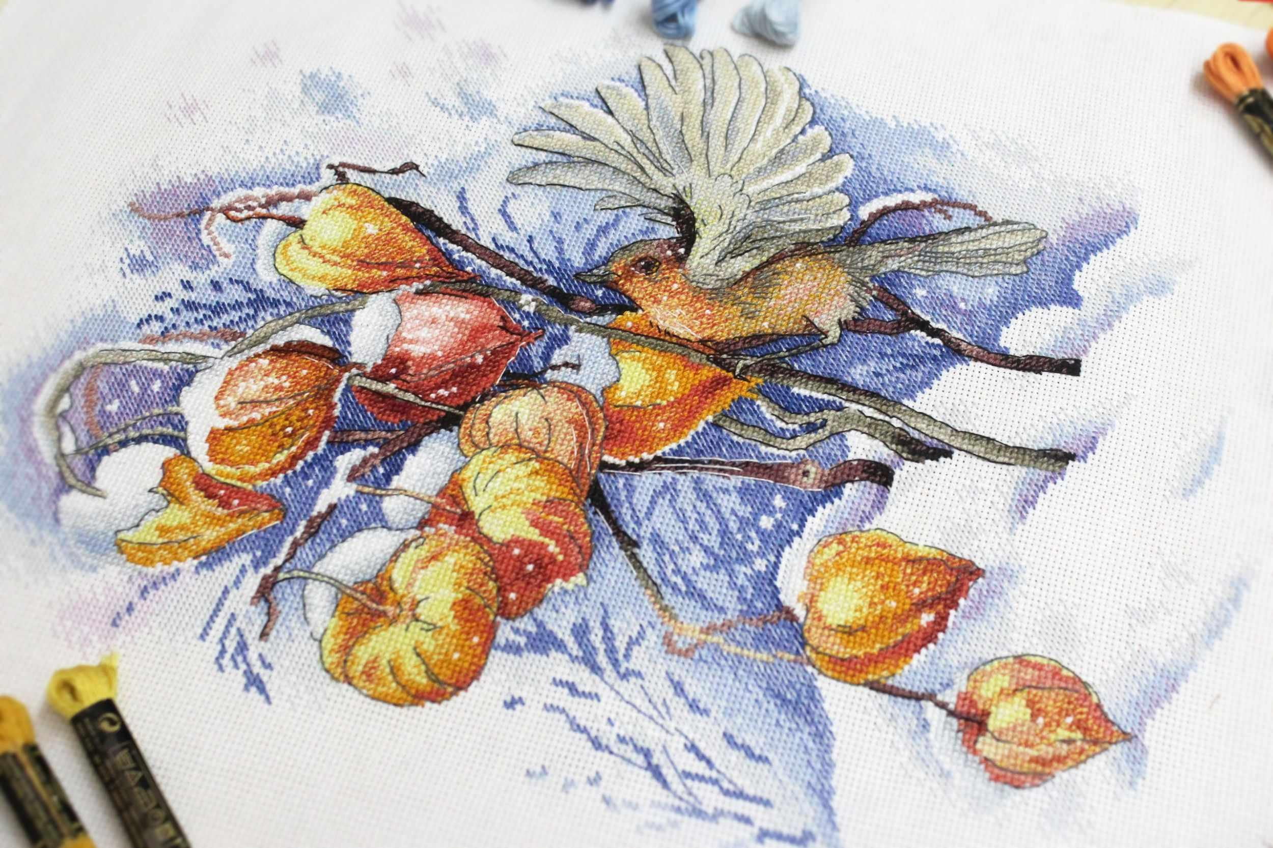 Counted Cross-Stitch Kit Flying Bird SNV-659 Needlework Nature Blue MP Studia