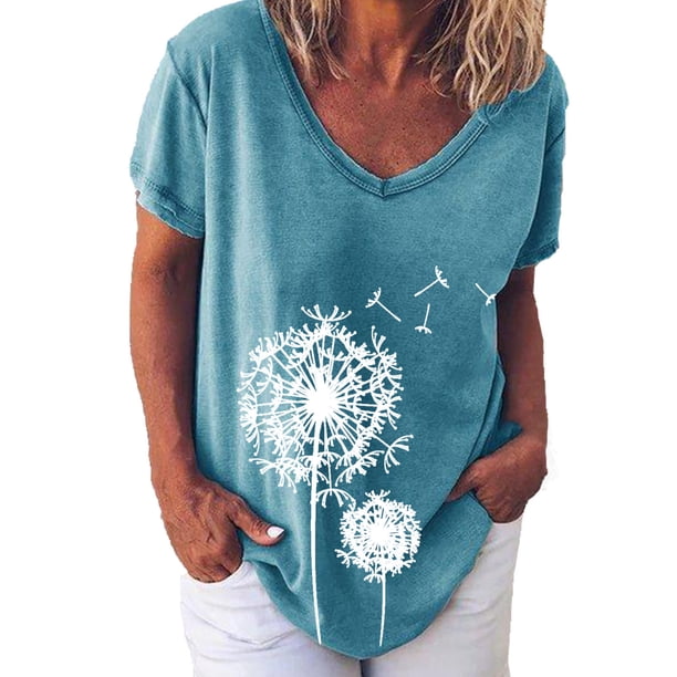 Elegante mujer con cuello en V estampado camiseta blusa Tops sudadera OAVQHLG3B Store lin121212