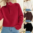 thumbnail image 3 of shoper Womens Turtleneck Sweater Fall Long Sleeve 1/4 Zip up Pullover Sweaters Oversized Slouchy Ribbed Knit Sweatshirt Outwear, 3 of 6