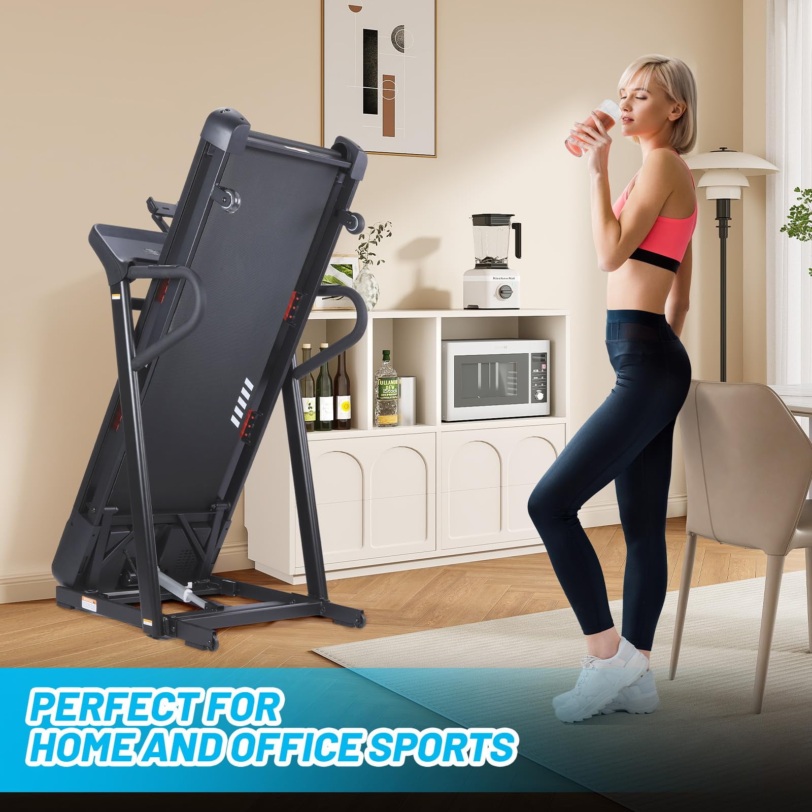 Towallmark 3.5HP Foldable Treadmill with 12% Auto Incline, Foldable Compact Walking Treadmill, Uphill & Downhill Running Mode, 350 LBS Capacity, Slope Range -3 to +15, Speed 1-20 km/H, APP Control