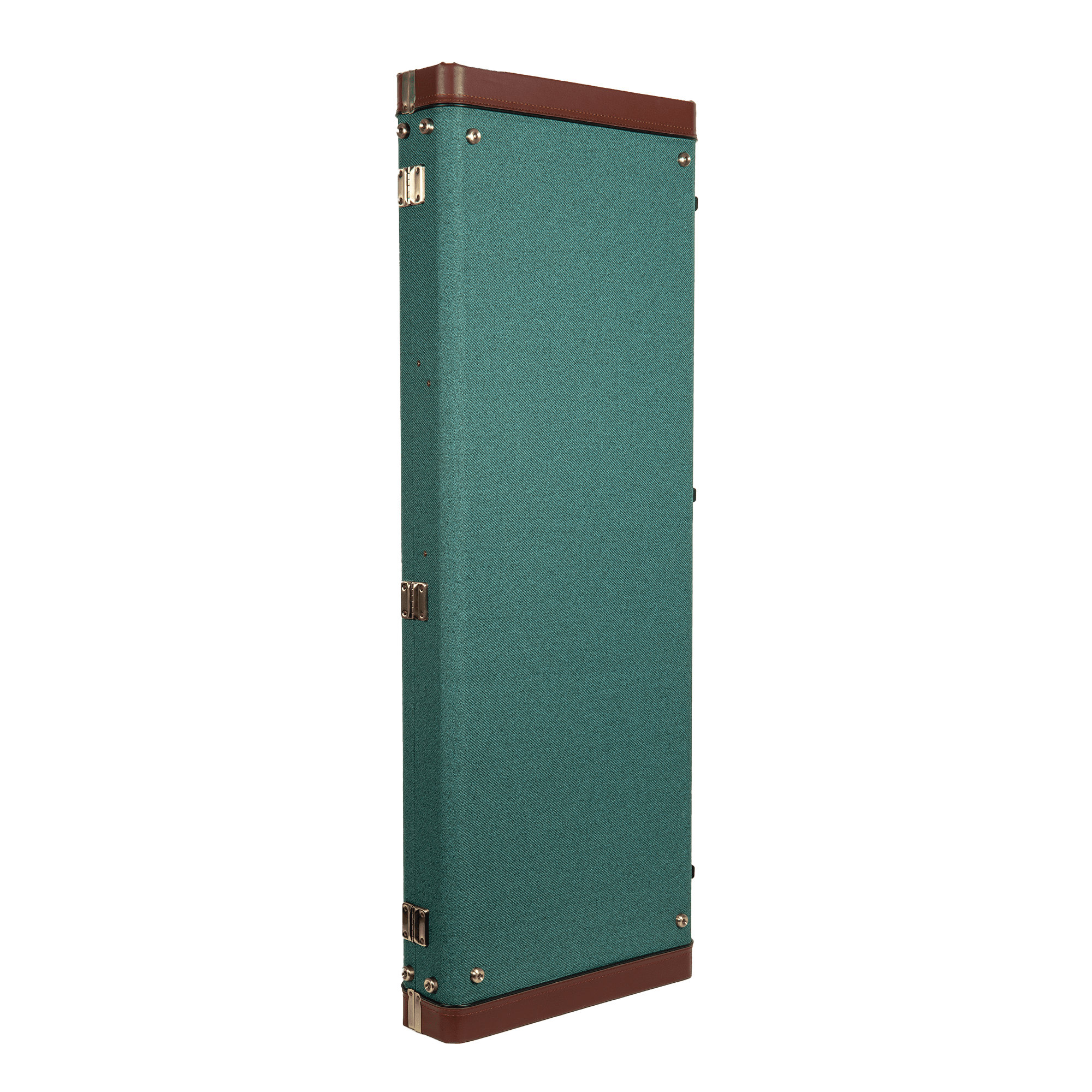 Crossrock Master Series - Wooden Jazzmaster/Jaguar Style Electric Guitar Case - Security Lock, Genuine Leather Handle, Reinforced Hardware, Metal Feet, Storage Space- Malachite Blue Tweed