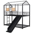 thumbnail image 6 of Harper & Bright Designs Metal Bunk Bed Twin Over Twin Bunk Bed Frame with Slide, Twin Over House Bed with Guardrails for Bedroom, Black, 6 of 14