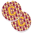 thumbnail image 1 of Lettre C Ballon de Football Marron & Or Lot de 2 Tasses Porte-Voitures Coaster, 1 of 1