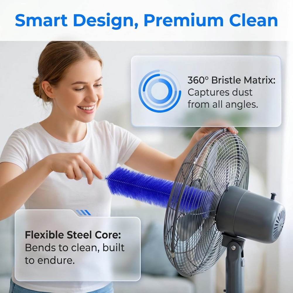 Aquanexis 90 Flexible Ceiling & Fan Dust Magnet,Reusable Washable Dust Wiping Brush, Multi-Surface Dust Tool, Perfect For Cleaning Electric Fans, Air Conditioners, Household