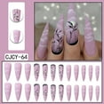 thumbnail image 2 of FCOGIN Long Stiletto, 24 Pieces, Purple, Black, Plants, Moon, Acrylic False Nail, Press on Nail, 2 of 6