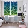 thumbnail image 4 of Ombre Peacock Kitchen Curtains Window Panels, Vintage Abstract Peacock Feather Gradient Blue Insulated Window Treatment Curtain, Grommet Curtains for Bedroom/Living Room/Bathroom, 2 Piece 52"Wx63"L, 4 of 8