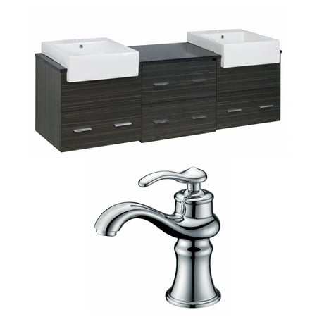73.5-in. W Wall Mount Dawn Grey Vanity Set For 1 Hole Drilling Black Galaxy Top