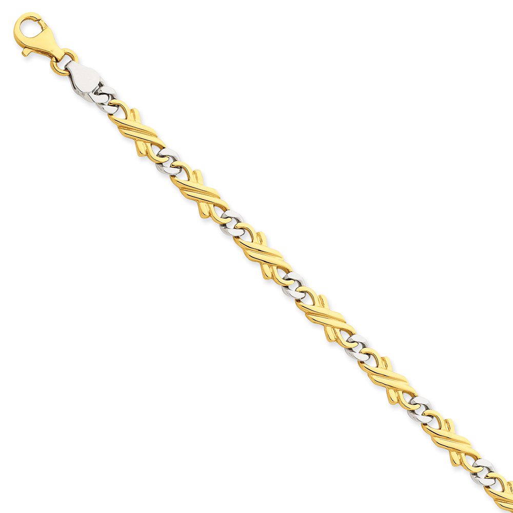 Solid 14k Yellow and White Gold Two Tone 6mm Unique Link Chain