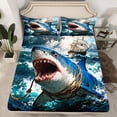 thumbnail image 2 of Feelyou 3D Sea Shark Child Full Size Sheets, Hunting and Fishing Bed Sheets, 4pcs, 2 of 7