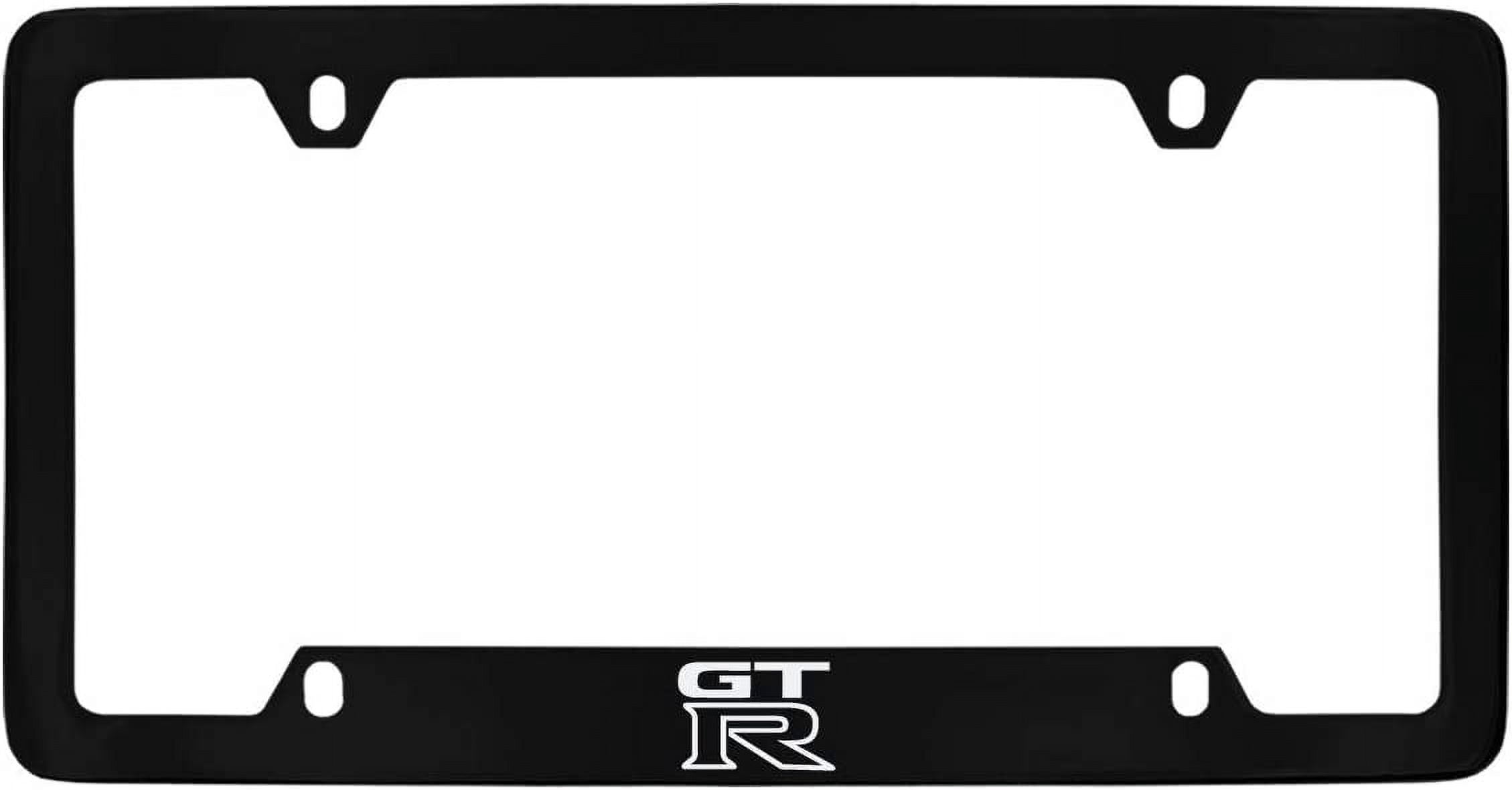 Nissan GTR Black Coated Metal Bottom Engraved License Plate Frame Holder