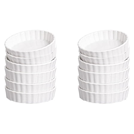 5 Oz Creme Brulee Ramekins, Round Fluted Quiche Dishes Tart Pan, Oven Safe Ramekins for Baking, Souffle, Ramekins 12Pack
