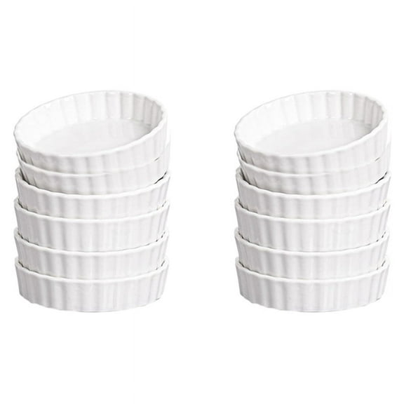 5 Oz Creme Brulee Ramekins, Round Fluted Quiche Dishes Tart Pan, Oven Safe Ramekins for Baking, Souffle, Ramekins 12Pack