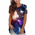 thumbnail image 1 of Mode Décontractée pour Femmes T-Shirt à Manches Courtes Col Rond Imprimé Papillon Numérique Blouse, 1 of 9
