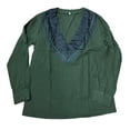 thumbnail image 3 of Men's Bohemian Shirt, Printed Long Sleeve V-Neck Pullover, Casual Hippie Style Top For Summer & Festival Green S, 3 of 4