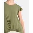 thumbnail image 4 of Time and Tru Women's Twist Front Top with Flutter Sleeves, Sizes XS-XXXL, 4 of 5