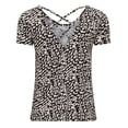 thumbnail image 2 of ONLY Camiseta para mujer - ONLBERA BACK LACE UP TO, cuello redondo, viscosa Negro/Beige S (Small), 2 of 3