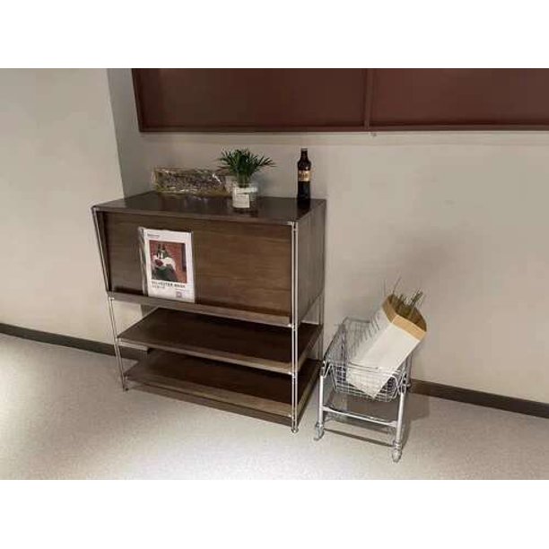 Estantería japonesa de madera maciza, armario Ins, unidad pequeña, almacenamiento de registros de revistas, estante de ratán, mueble lateral de TV WKBC