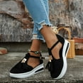 thumbnail image 2 of Lovskoo 2024 Women's Platform Shoes Round Toe Flat Pumps Thick Sole Buckle Strap Casual Beach Shoes Black, 2 of 8
