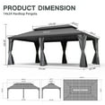 thumbnail image 2 of TOTAL Ourdoor 24ft×14ft Hardtop Gazebo,Aluminum Frame Canopy Galvanized Steel with Double Roof,Curtain & Netting for Patio Deck Backyard, Gray, 2 of 9