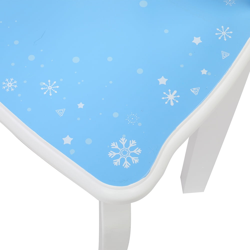 Paproos Kids Vanity with Mirrors and Stool, Pretend Play Kids Vanity Set with Tri-folding Mirror, Drawer, Wood Princess Makeup Vanity Desk, Toddler Vanity Dressing Table for Little Girls 3+, Blue