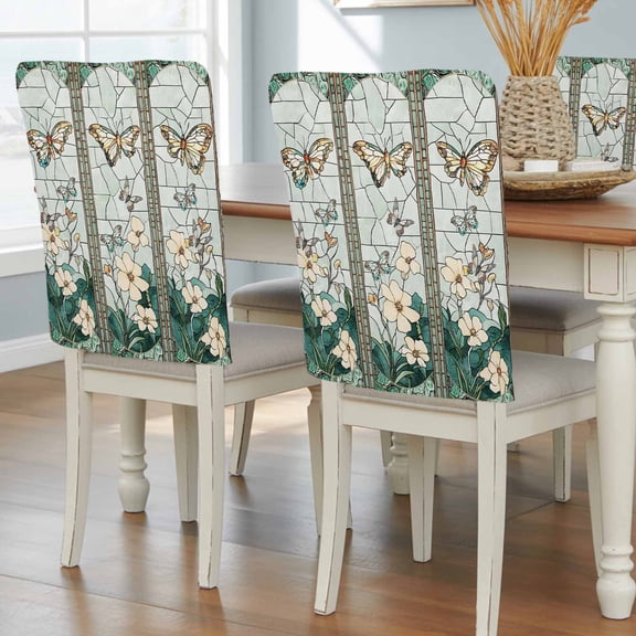 Spring Chair Back Covers, Removable Chair Covers for Dining Chairs Set of 4, Washable Chairs Slipcovers Back Seat Protector for Wedding Party 19"x20"
