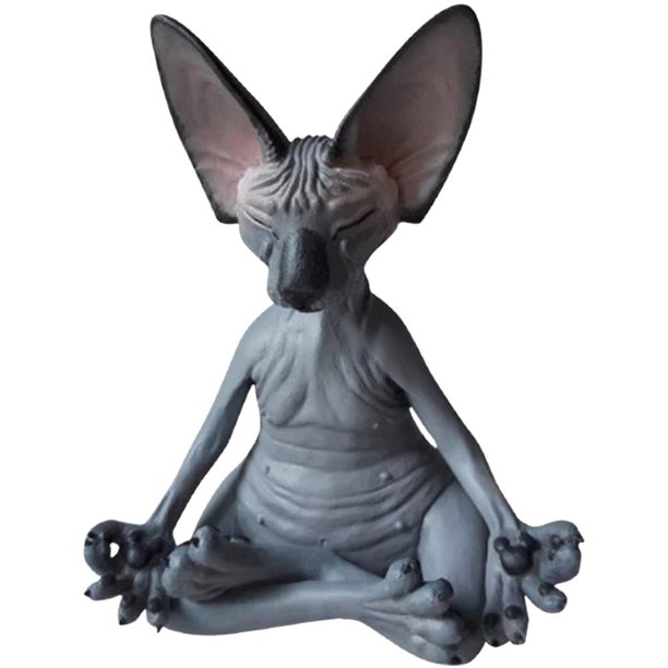 Gato Sphynx De Meditación Coleccionable Zen Yoga Pose Buda Estatua De Gato Para Decoración De Hogar Y Oficina Guardurnaity HA039928-03