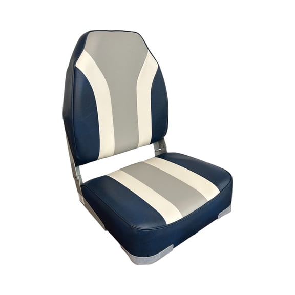 Horizon 1012-ADAB 19.25 in. Mid Back Fold Down Tracker Style Boat Seat, Navy, White & Gray