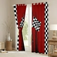 thumbnail image 3 of Feelyou Modern Racing Car Boys Black Out Curtains, Buffalo Checkered Flag Curtains Pack of 2 (42x63 Each), Extreme Sports Bedroom Curtains, Blackout Curtains Home Decor, 3 of 6