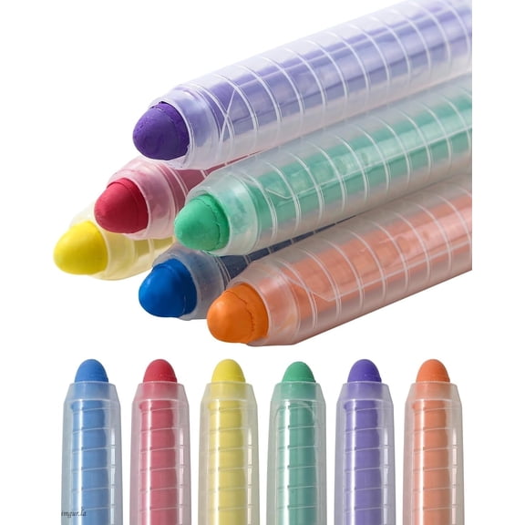 NewFamily Try-It Chalk Set – 6 Dustless Washable Chalks with Holder for Kids, Safe for Sidewalk, Blackboard, Art Play