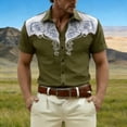 thumbnail image 2 of CONZONE Mens Buttons Down Shirts Short Sleeve Shirts for Men Trendy Western Cowboy Graphic Lapel Soft Lightweight Tops, 2 of 4