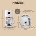 thumbnail image 5 of Haden 12 Cup Coffee Maker with 2 Slice Stainless Steel Bread Toaster, White, 5 of 10