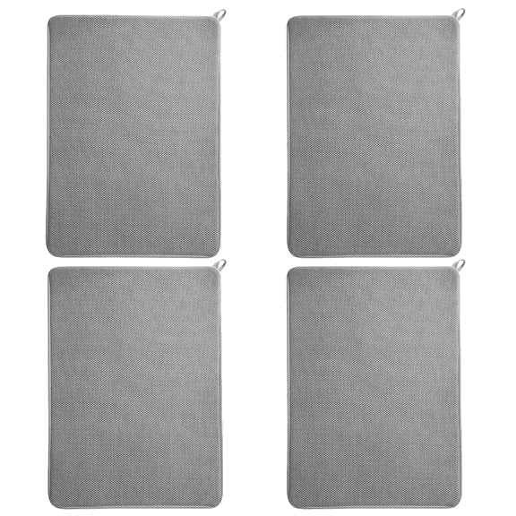 4-Pack Microfiber Dish Drying Mat, Super Absorbent Quick-Dry Kitchen Counter Mat, Non-Slip Washable Pad For Dishes, Utensils And Sink Area.