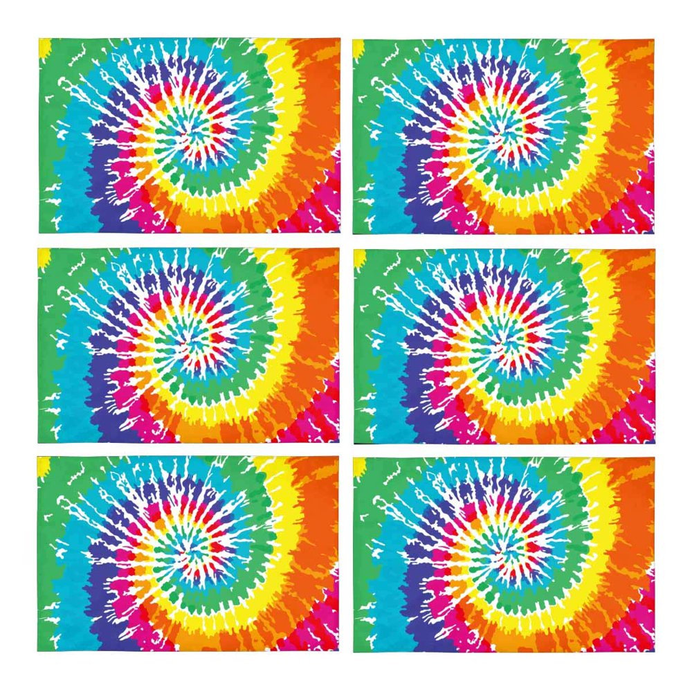MKHERT Abstract Tie Dye Rainbow Placemats Table Mats for Dining Room