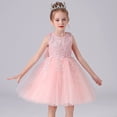 thumbnail image 3 of Robe de Princesse pour Fille, Cadeau d'Anniversaire, Robe de Demoiselle d'Honneur, Col Rond, Sans Manches, Nœud Solide, Robe de Princesse, 3 of 3