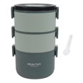 thumbnail image 1 of Lunch Box 2200ml Three Layer Detachable Compartment Design Portable Round Bento Box for Home Office Picnic for Students Green, 1 of 4