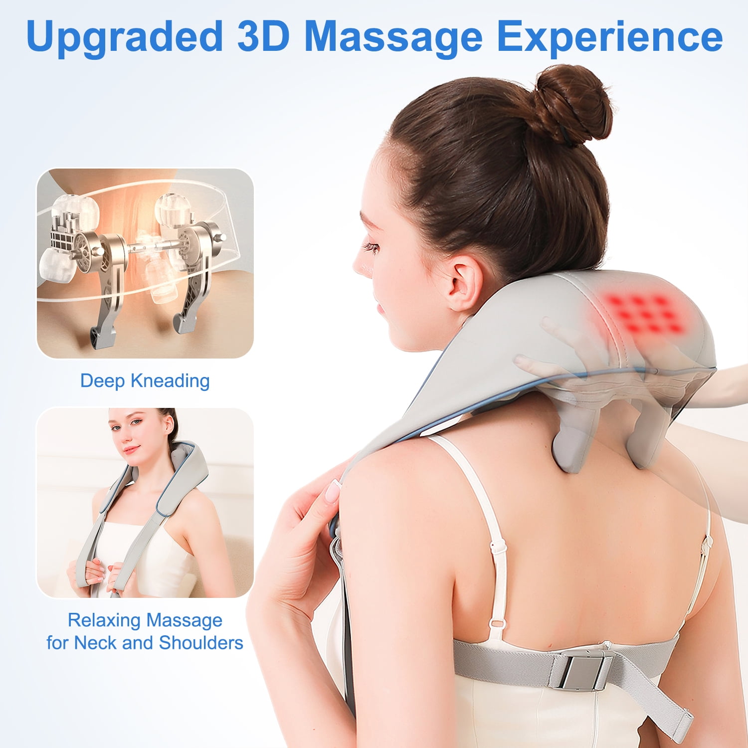 Cshidworld Back Shoulder and Neck Massager for Pain Relief Deep Tissue, Electric Massager with Heat, Neck, Back, Shoulder, Trapezius Muscle Relaxation Massage Pillow, Great Gift for Family