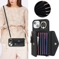 thumbnail image 2 of for iPhone 14 Case Wallet with Strap for Women - Crossbody Lanyard,Zipper Pocket,Credit Card Holder,Ring Stand - RFID Blocking Phone Wallet Case for iPhone 14 (6.1 inch,Black), 2 of 18